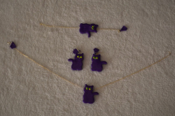 Sada šperků - fialová kočka